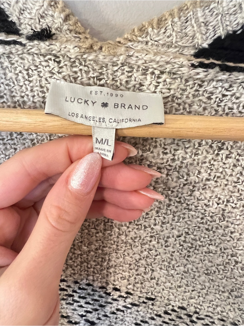 Lucky Brand Cream and Black Knit Poncho - Picture 5 of 5